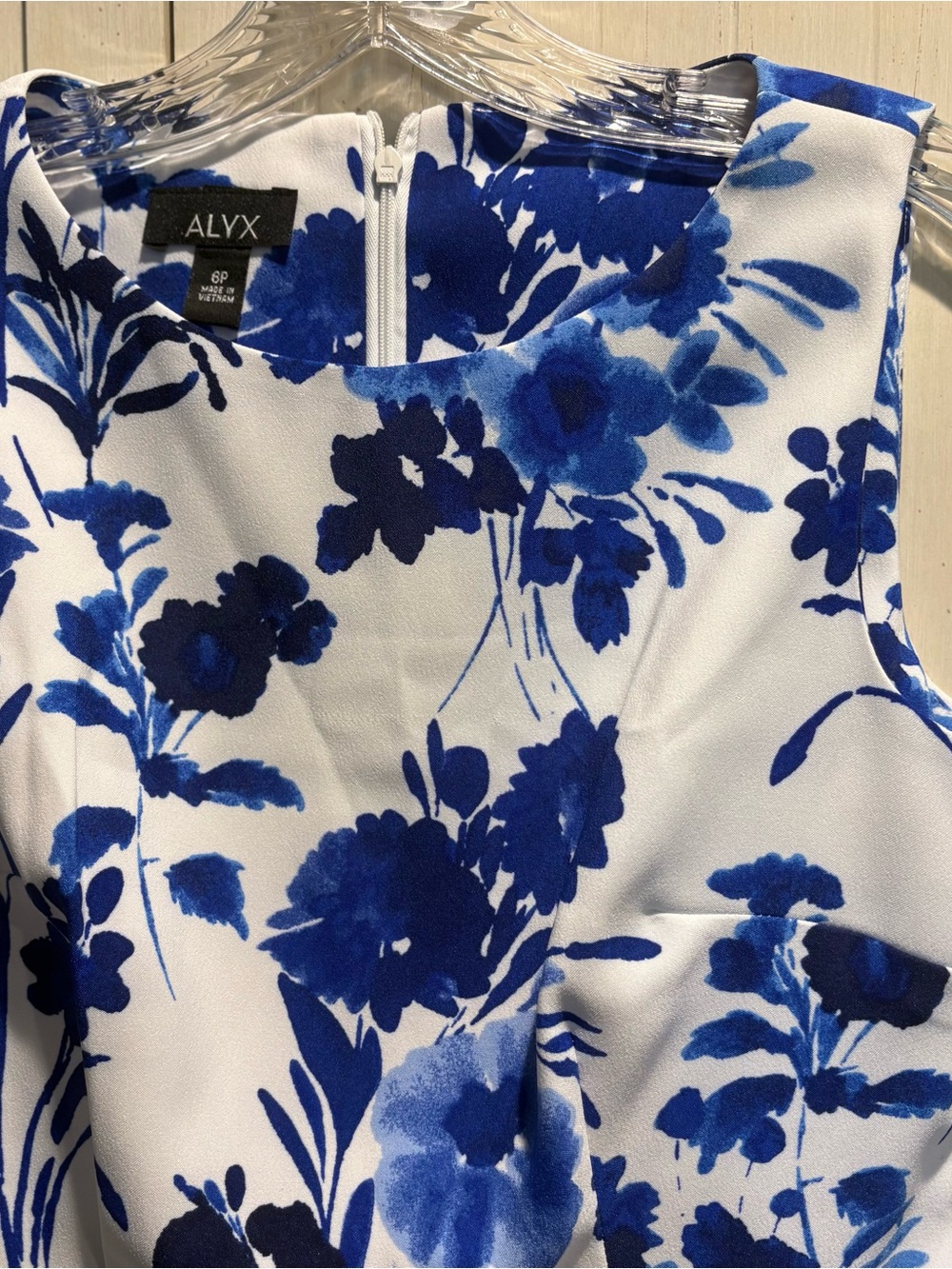Alyx White Midi Dress with Blue Floral Motif